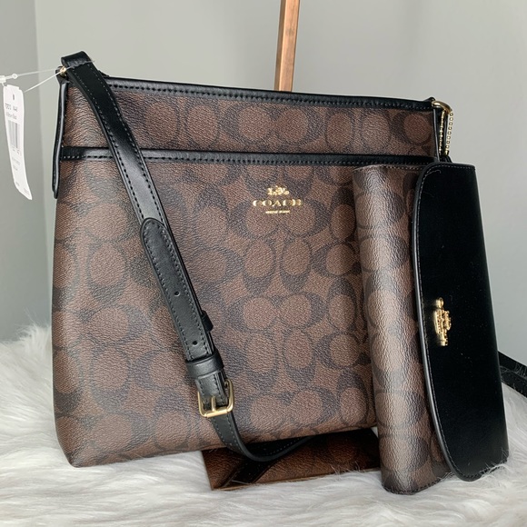 COACH Signature Zip File Crossbody / Wallet Set - Picture 2 of 8
